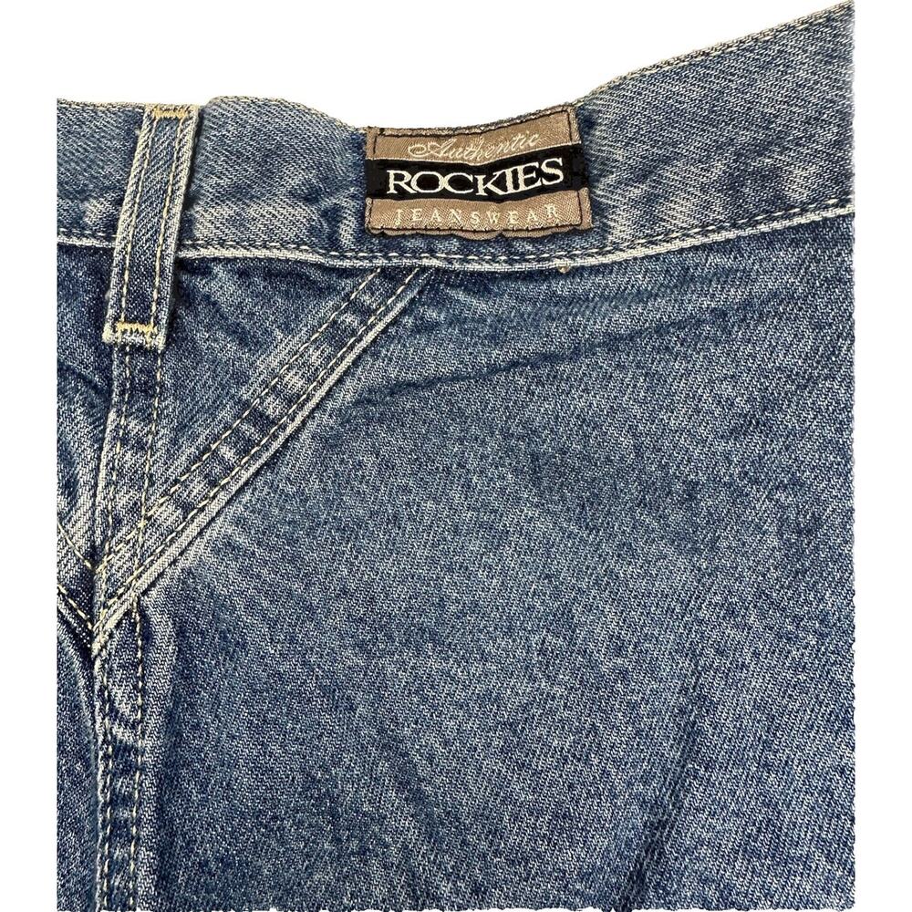 Vintage Rockies Jean Womens 15 16 High Rise Blue Denim Pant Bareback Distressed - Picture 11 of 12
